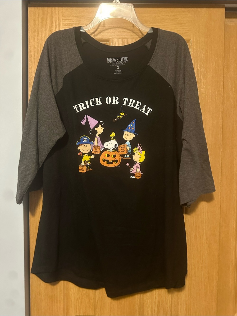 Peanuts 'Trick or Treat' Black & Gray Raglan Jersey